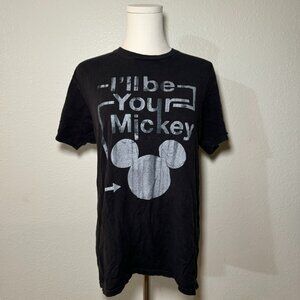 Disney I'll be your Mickey Black and White Graphic Short Sleeve Tee Shirt